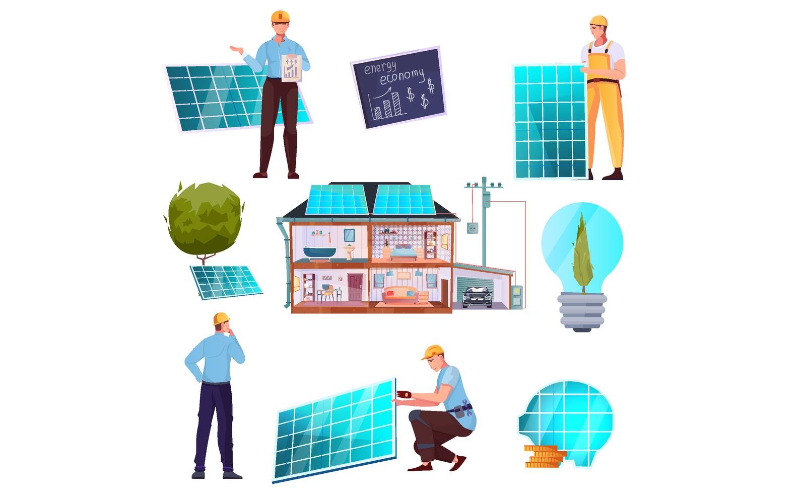 Solar Energy Set Flat 210151143 Vector Illustration Concept