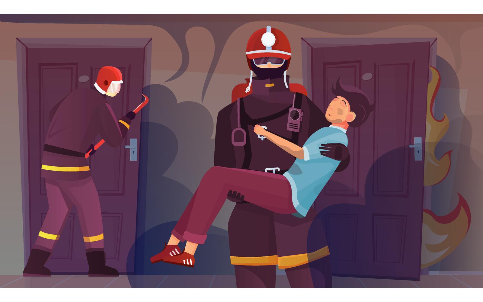 Firefighters House People Flat 210151103 Vector Illustration Concept