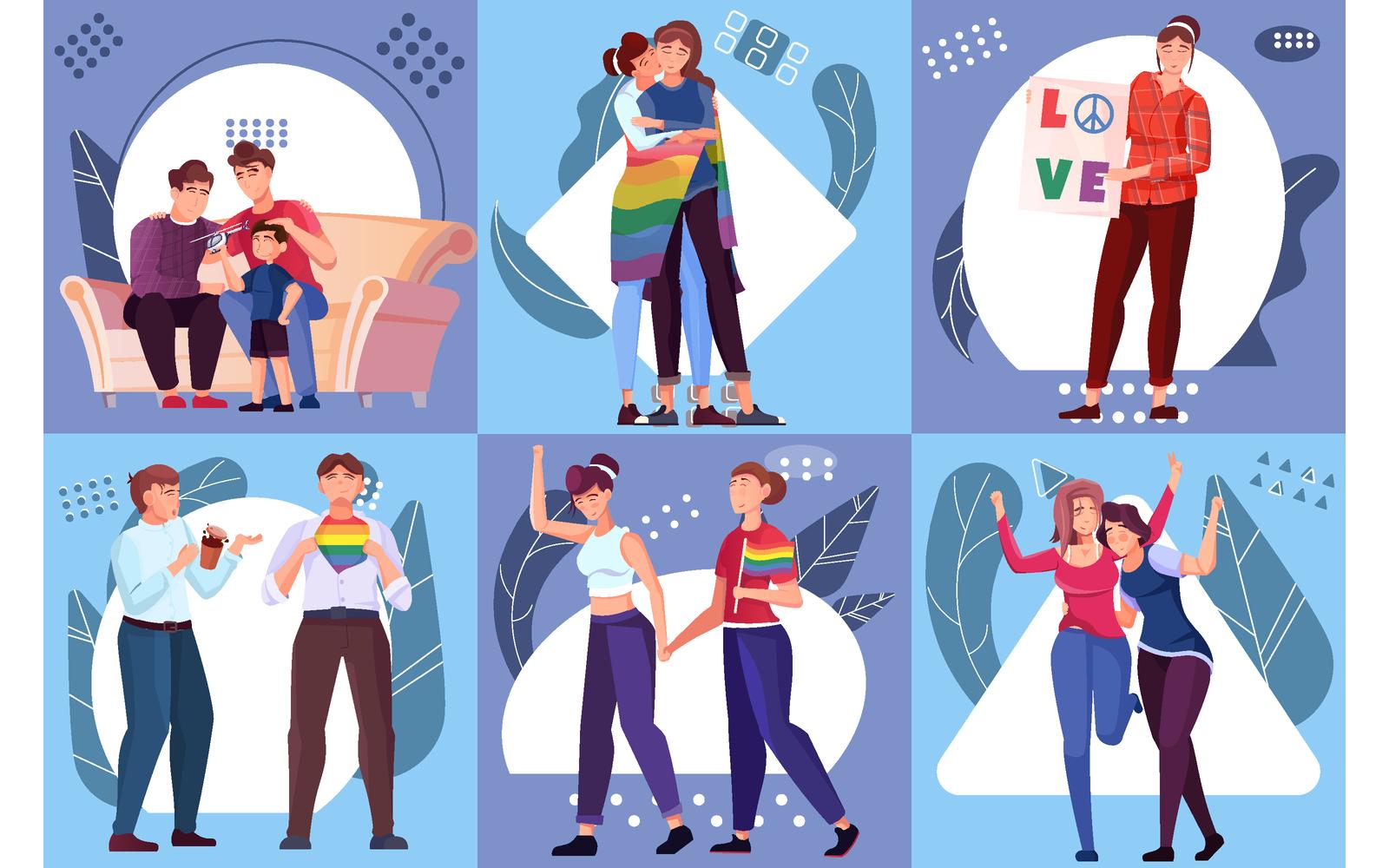 Lgbt Composition Set Flat 210151130 Vector Illustration Concept