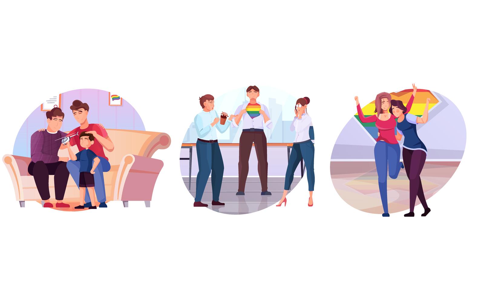 Lgbt Composition Flat Flat 210151129 Vector Illustration Concept