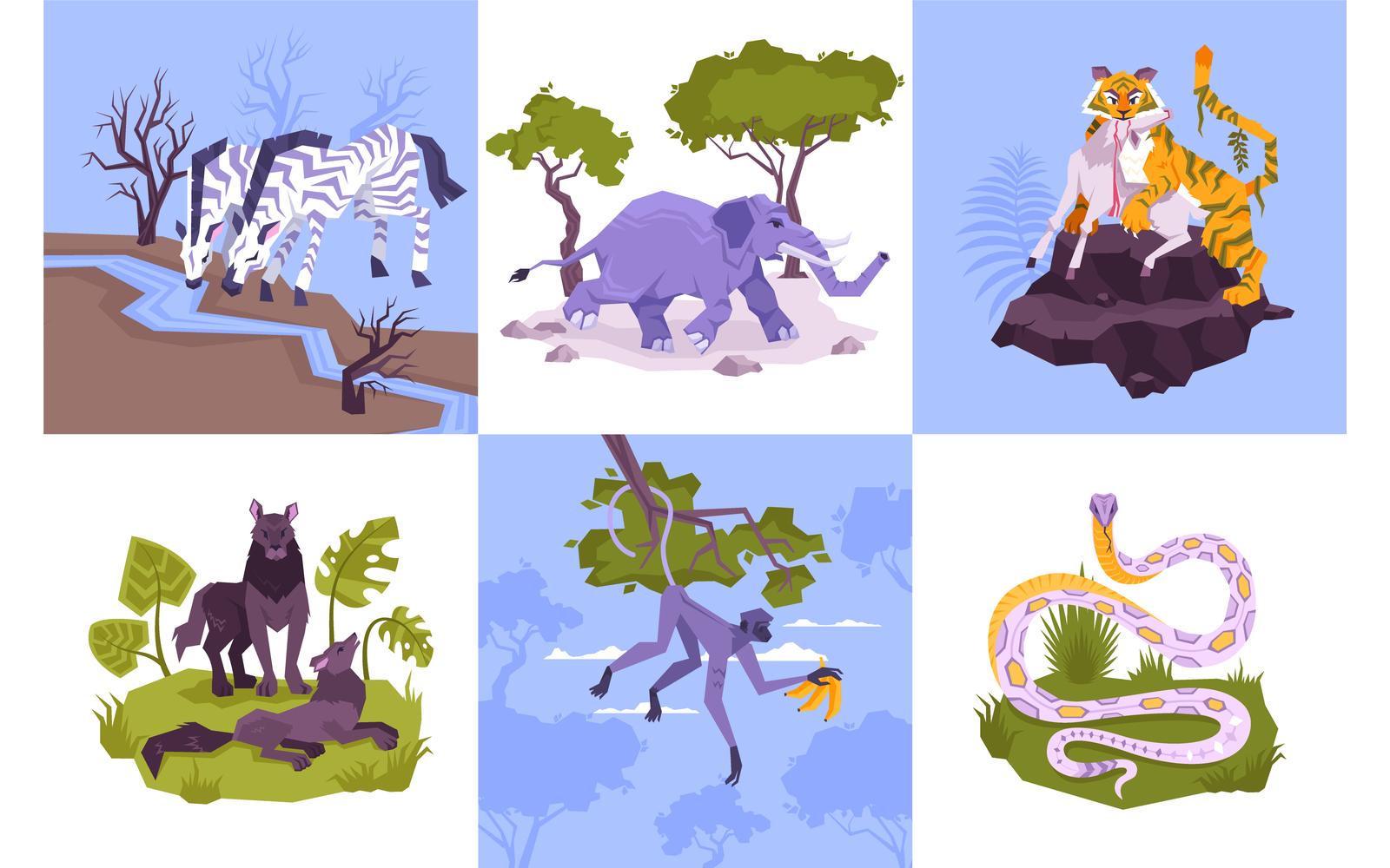 Composition Set Flat 210150734 Vector Illustration Concept