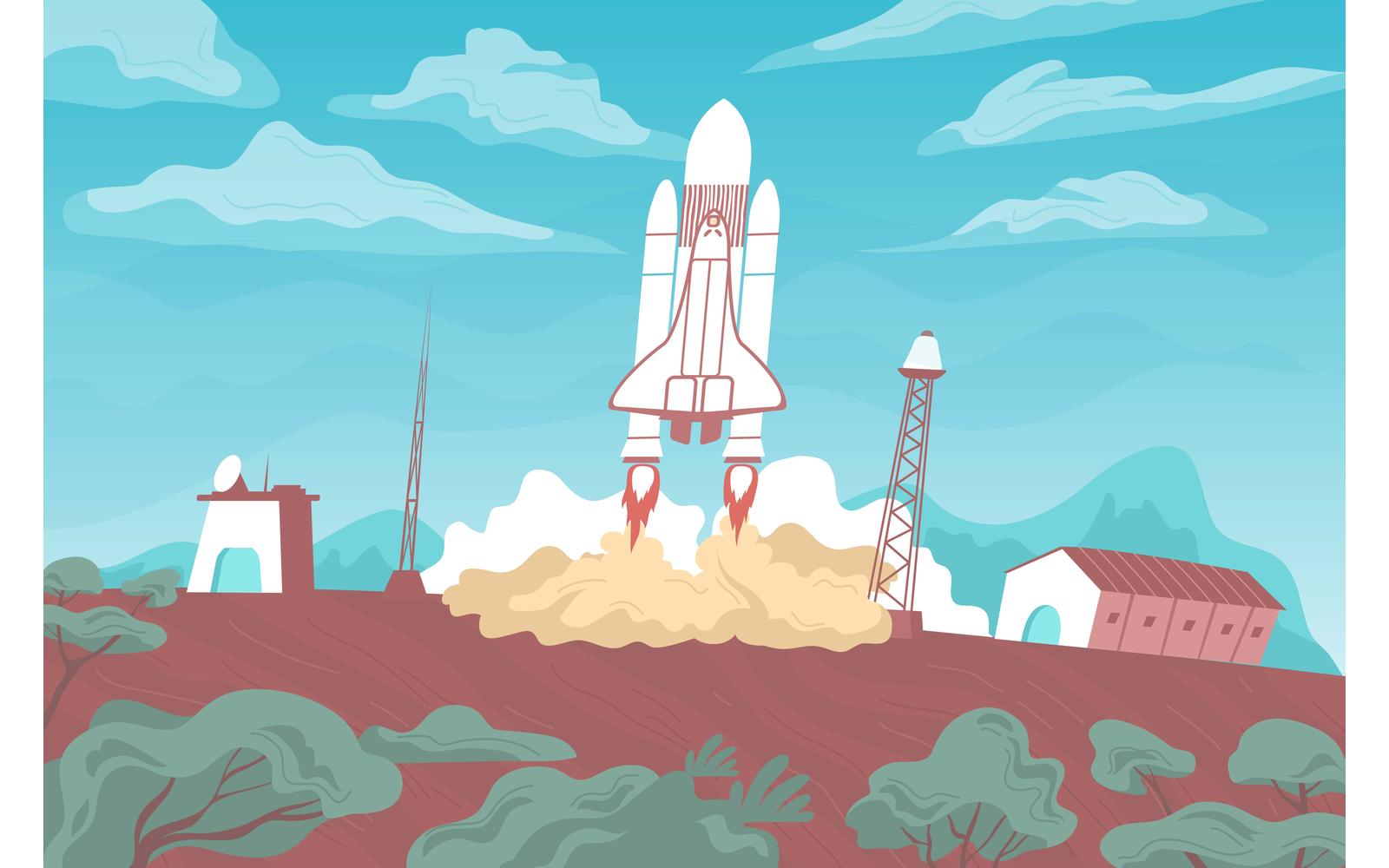 Rocket Launch Flat 210150617 Vector Illustration Concept