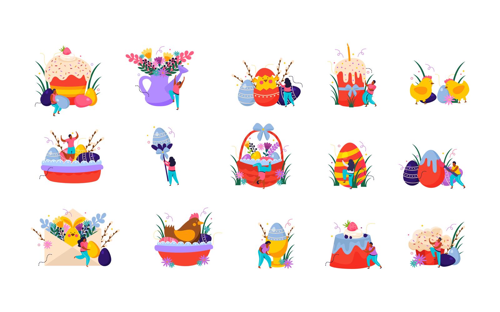 Easter Flat Recolor 210140206 Vector Illustration Concept