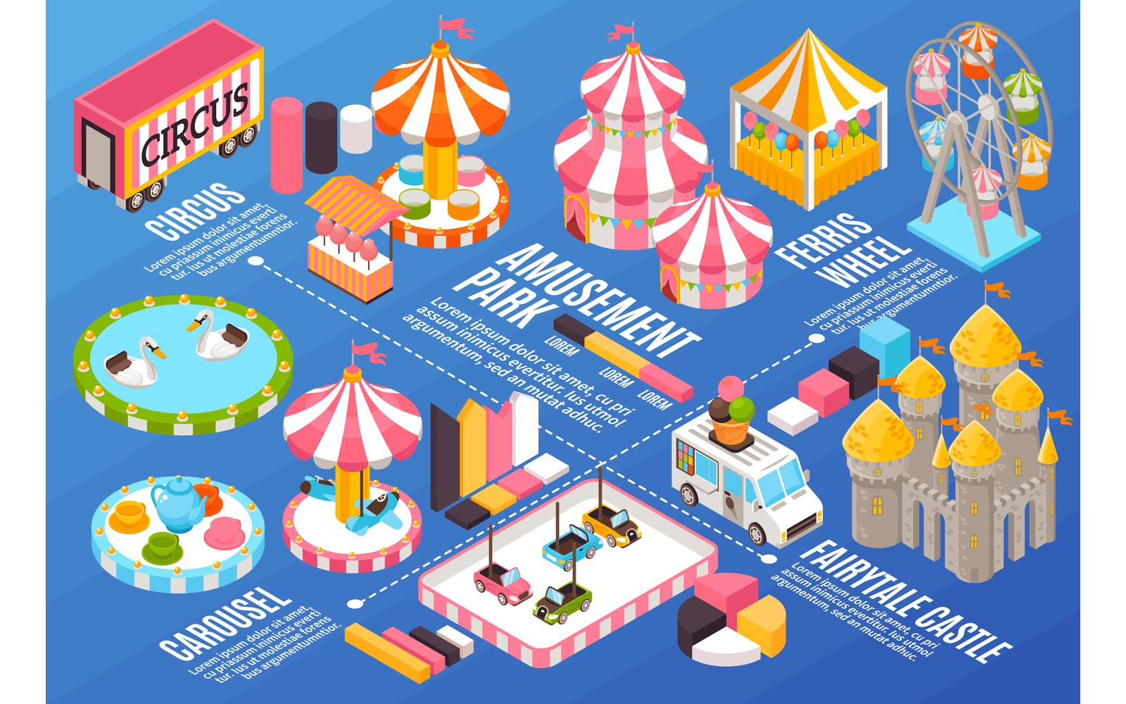 Isometric Amusement Park Horizontal Illustration 210112112 Vector Illustration Concept