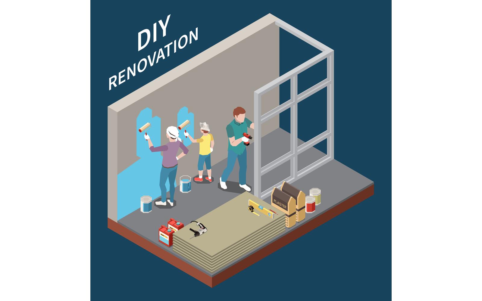 Diy Renovation Isometric 210110904 Vector Illustration Concept