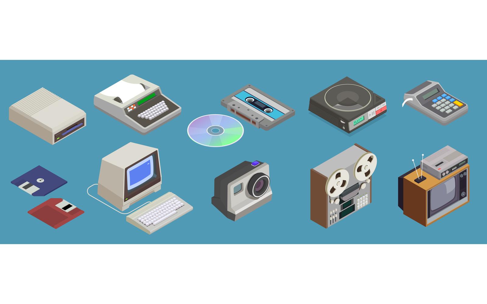 Retro Devices Isometric-01 201020148 Vector Illustration Concept