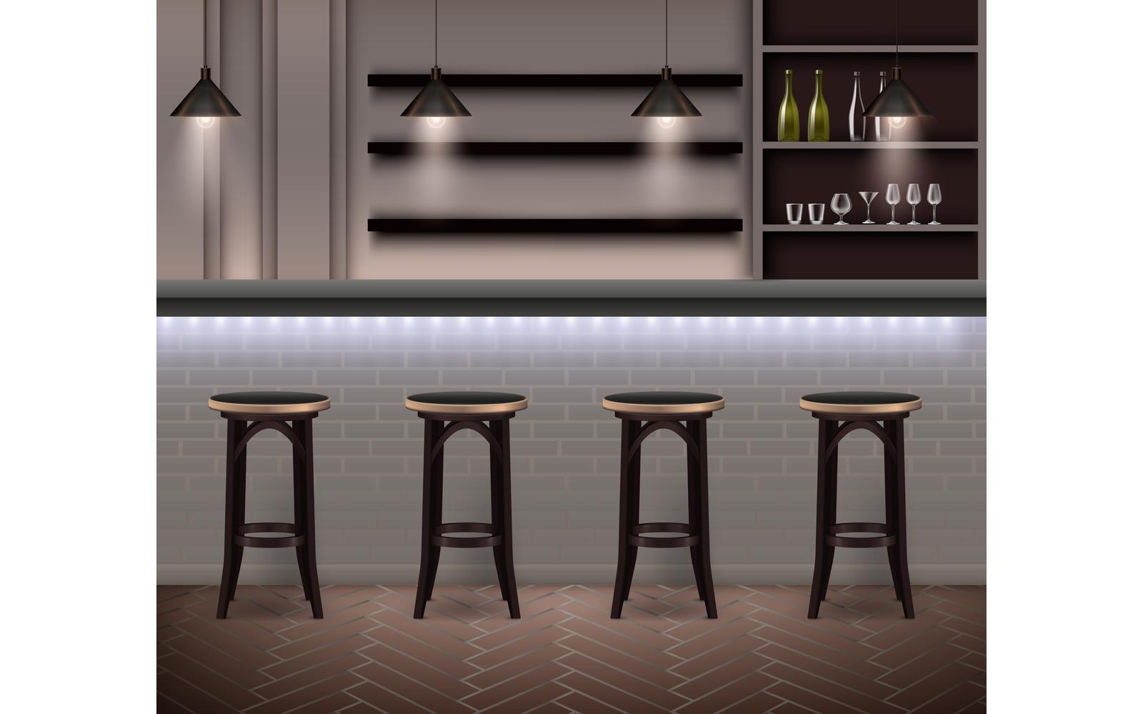 Bar Interior Realistic 200121113 Vector Illustration Concept