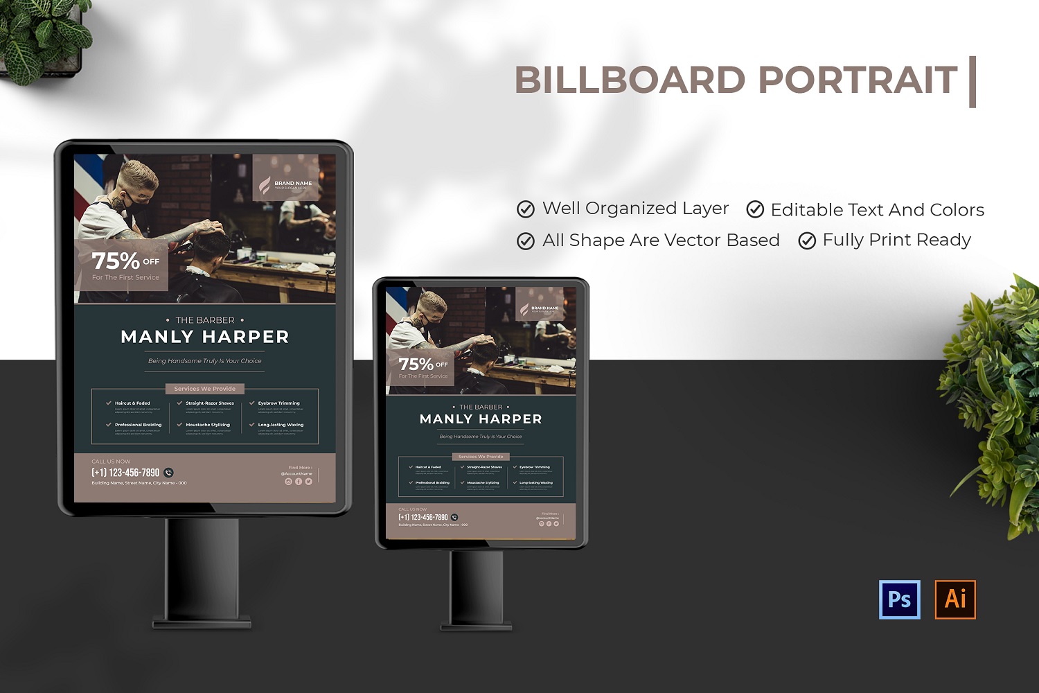 Manly Harber Barber Billboard Portrait