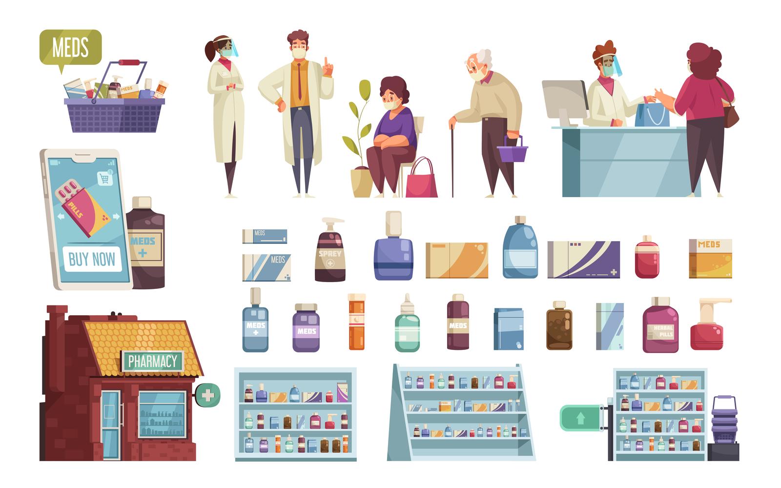 Pharmacy Set--On Mv 200612615 Vector Illustration Concept