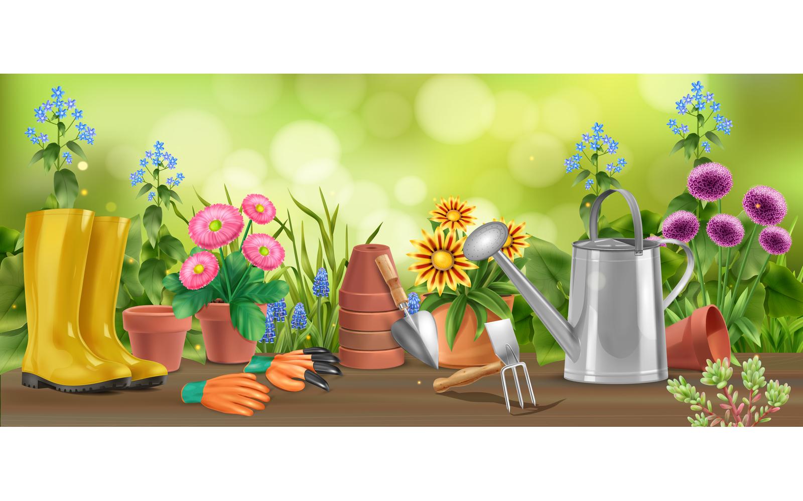 Realistic Garden Horizontal Illustration-01 201230533 Vector Illustration Concept