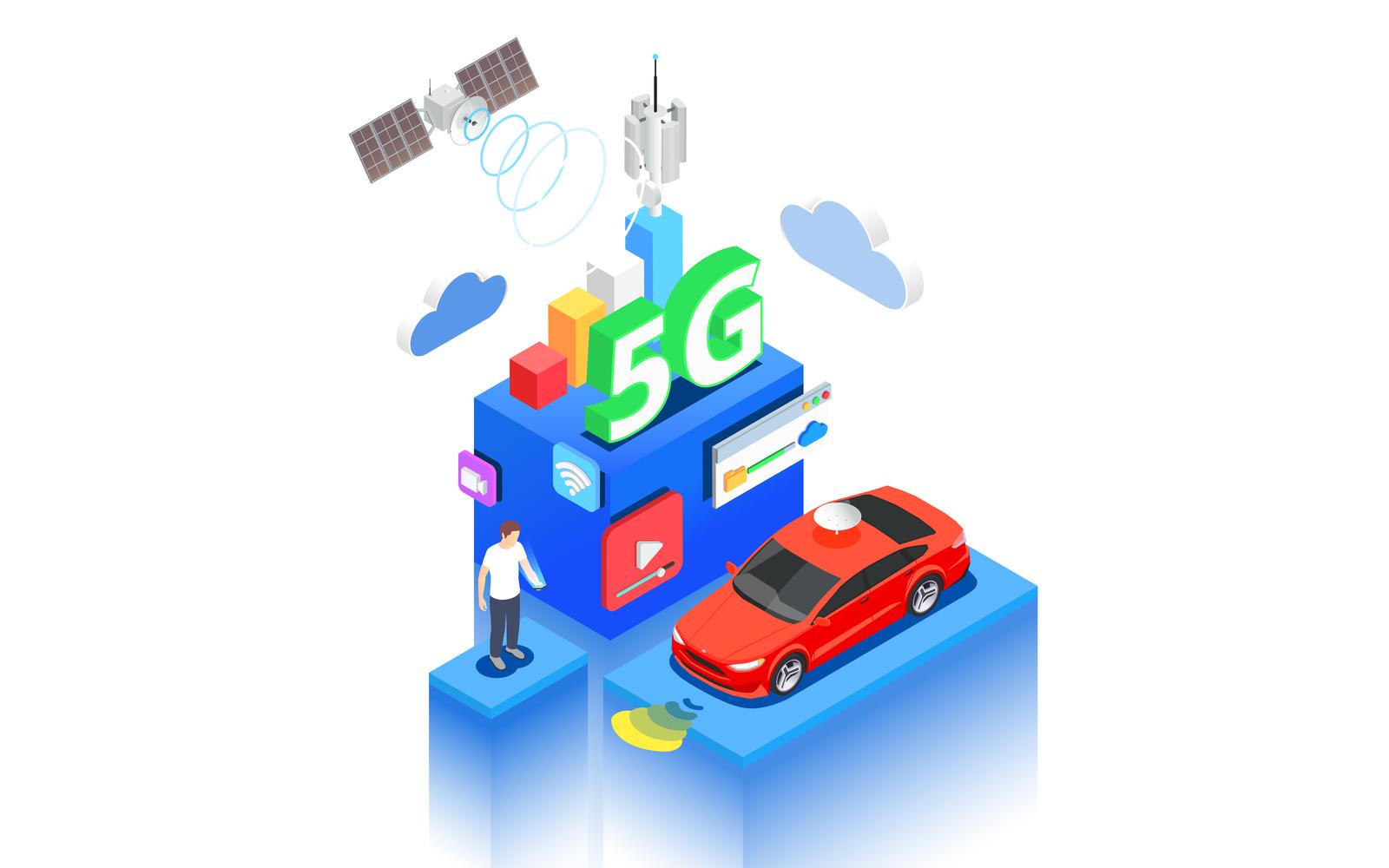 5G High Speed Internet Isometric 201120125 Vector Illustration Concept