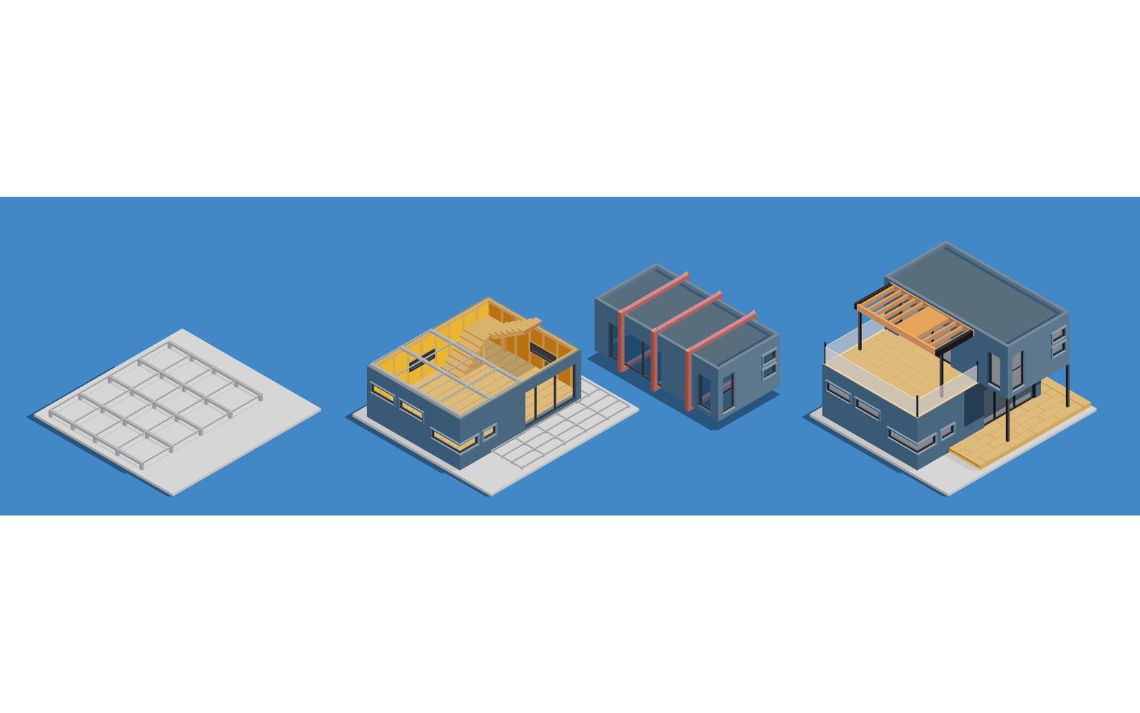 Modular Frame Building Isometric 201120118 Vector Illustration Concept