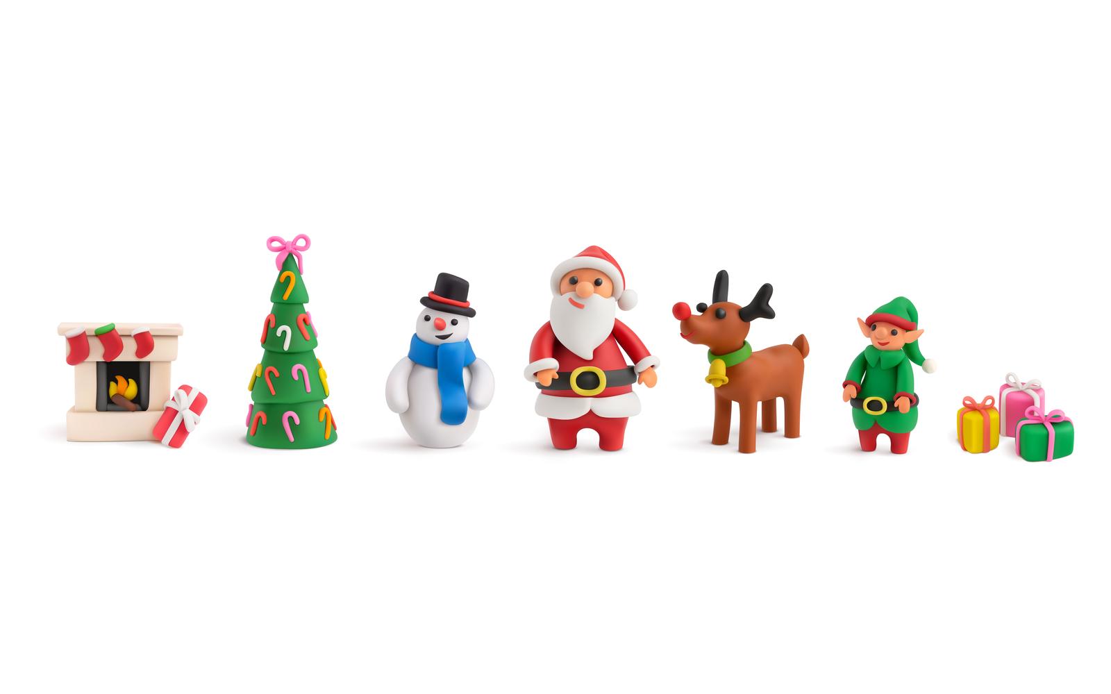 Christmas Plasticine Realistic Set 201112324 Vector Illustration Concept