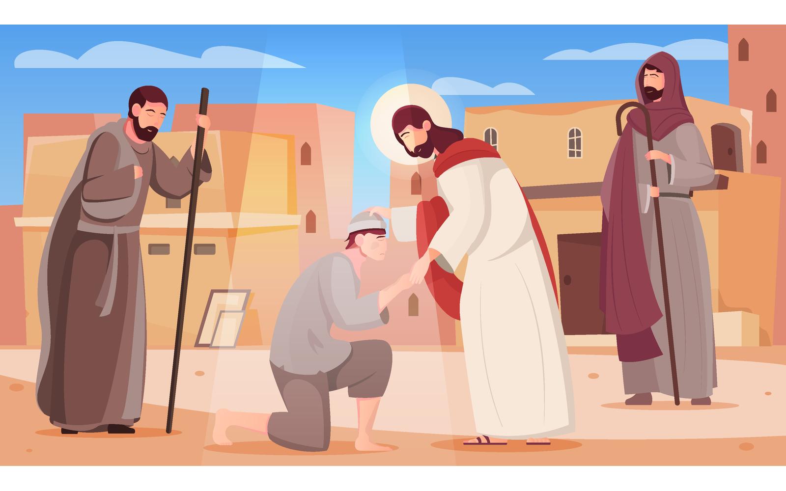 Jesus Heals Flat 201251136 Vector Illustration Concept