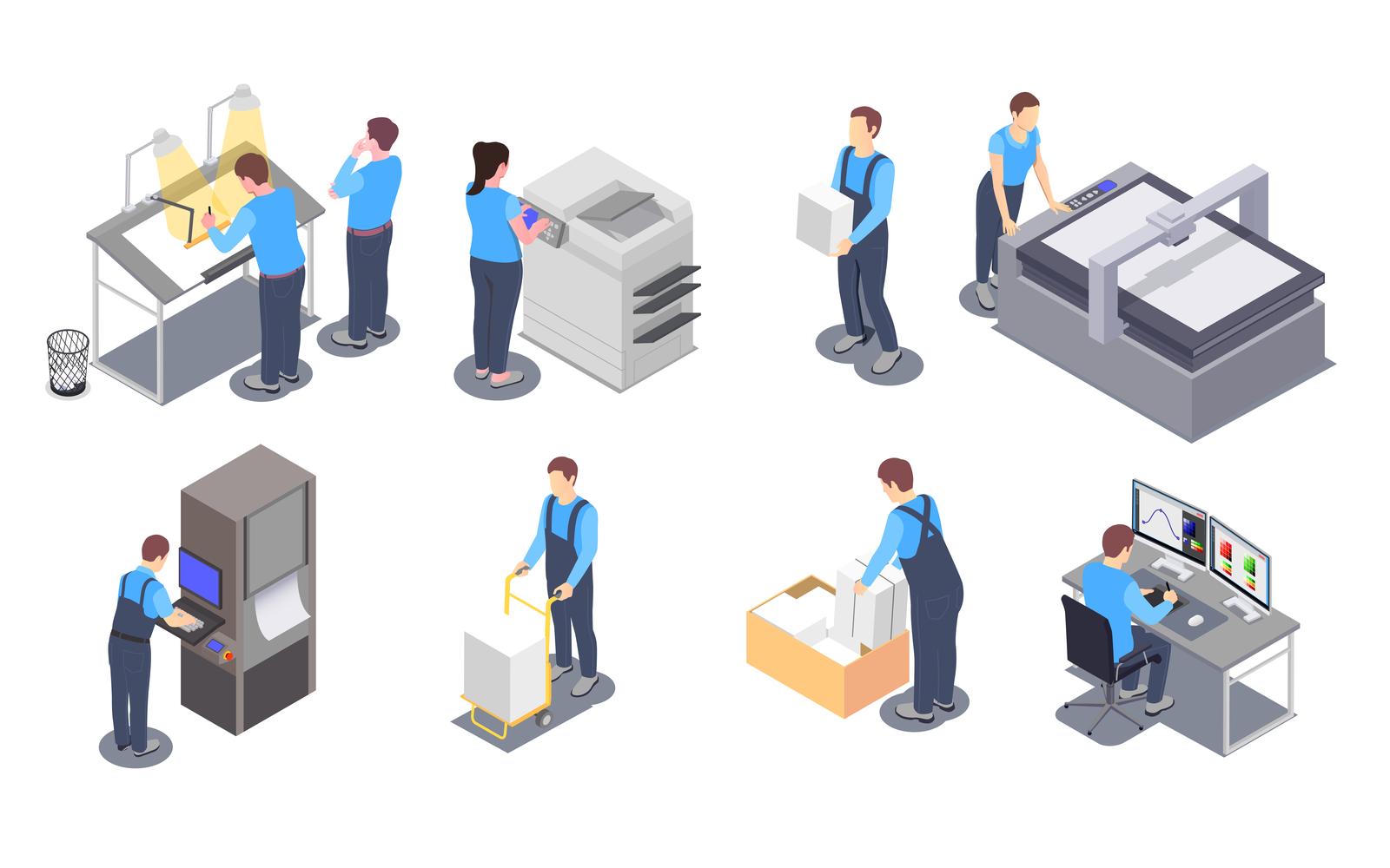 Printing House Isometic 201020112 Vector Illustration Concept