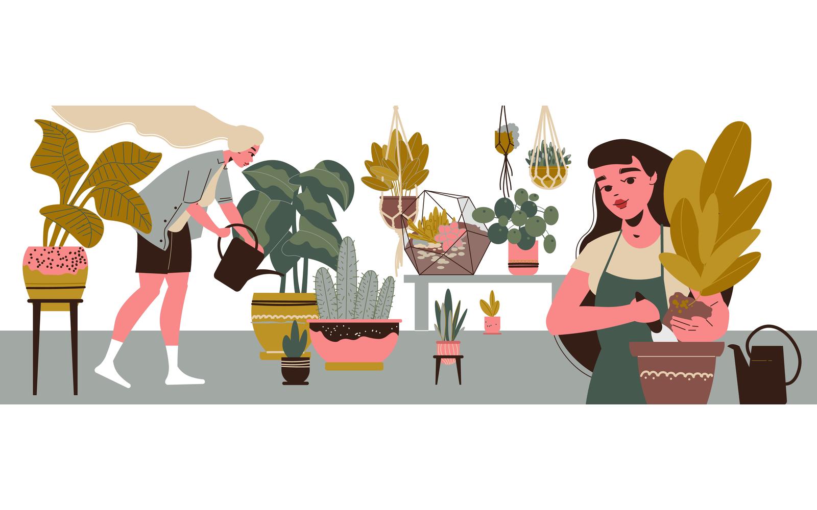 Home Plants People Illustration 210160531 Vector Illustration Concept