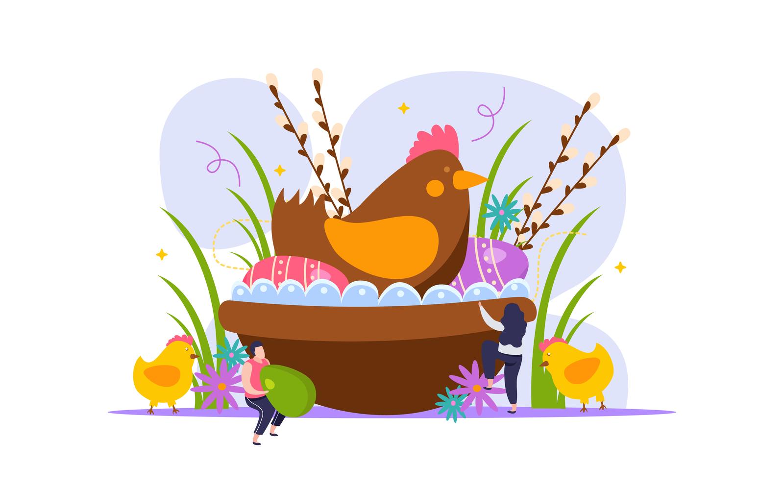 Easter Flat Composition 210140205 Vector Illustration Concept