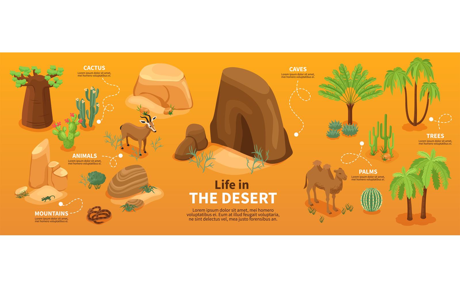 Isometric Desert Infographics 210112105 Vector Illustration Concept