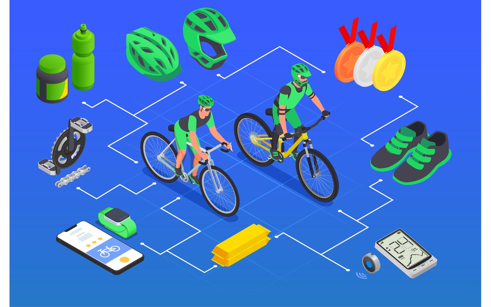 Sport Cycling Isometric 201020153 Vector Illustration Concept