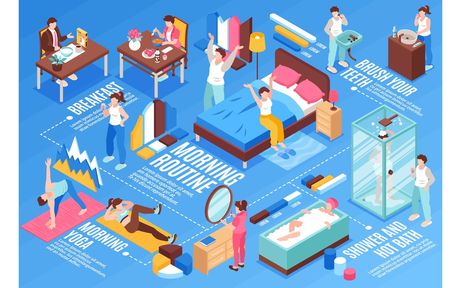 Isometric Morning Routine Horizontal Illustration 201212126 Vector Illustration Concept