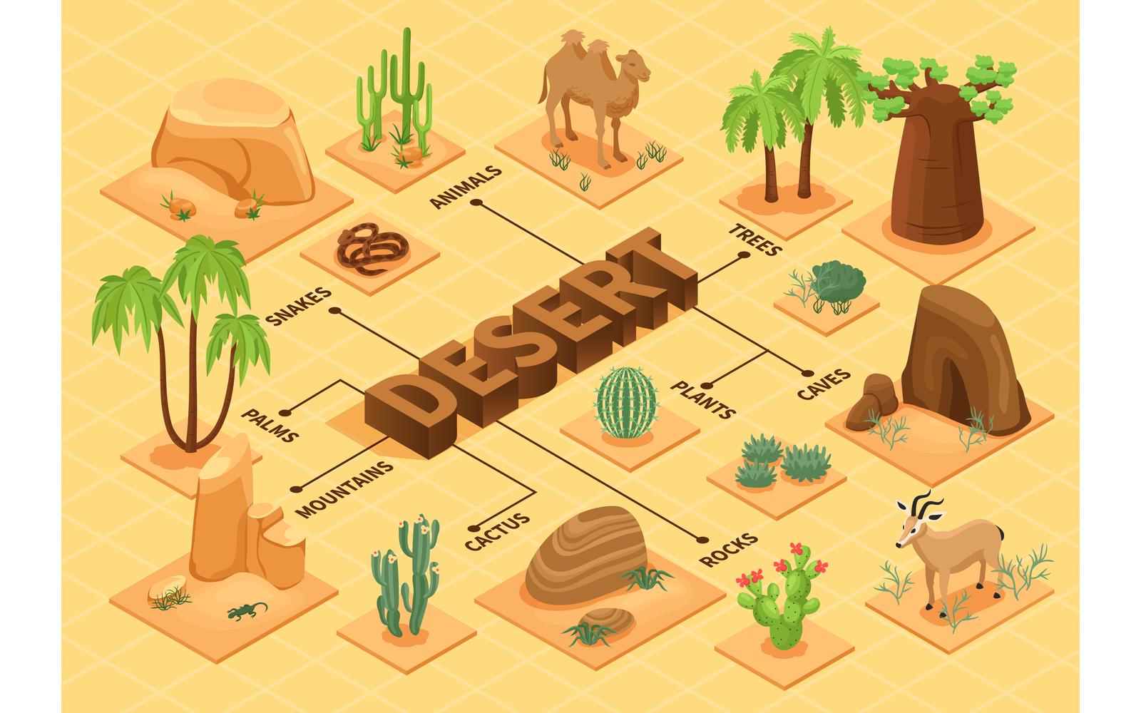 Isometric Desert Flowchart 210112108 Vector Illustration Concept