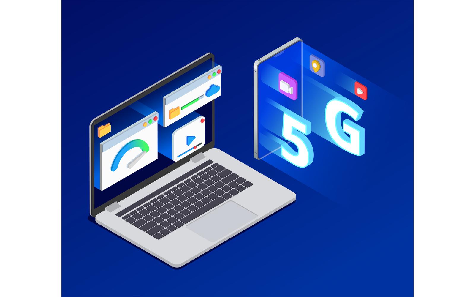 5G High Speed Internet Isometric 201120129 Vector Illustration Concept