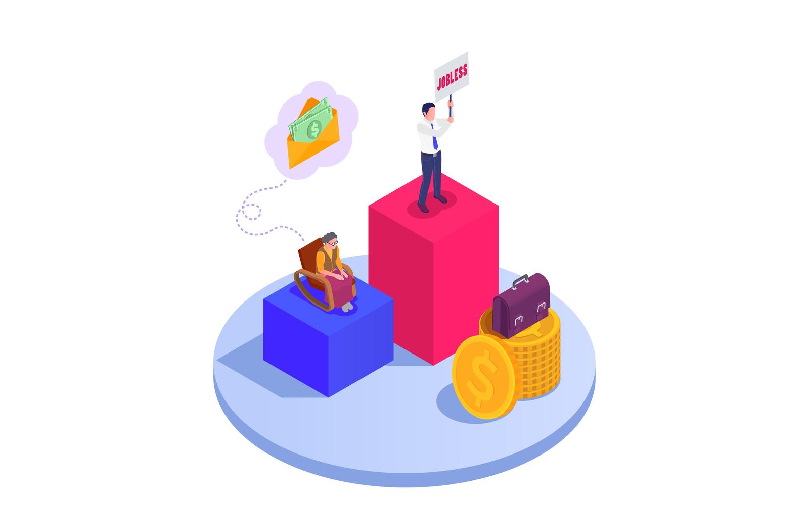 Social Security Unemployment Family Benefits Isometric 201220138 Vector Illustration Concept