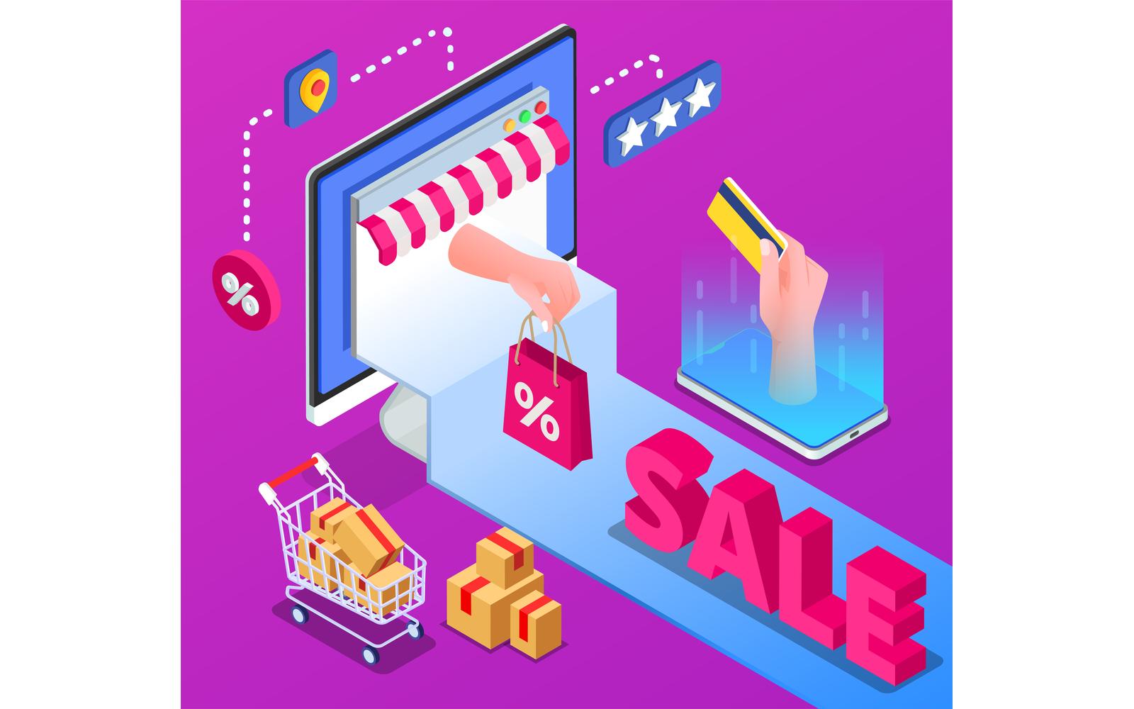 Online Sale Outlet Isometric 201220107 Vector Illustration Concept