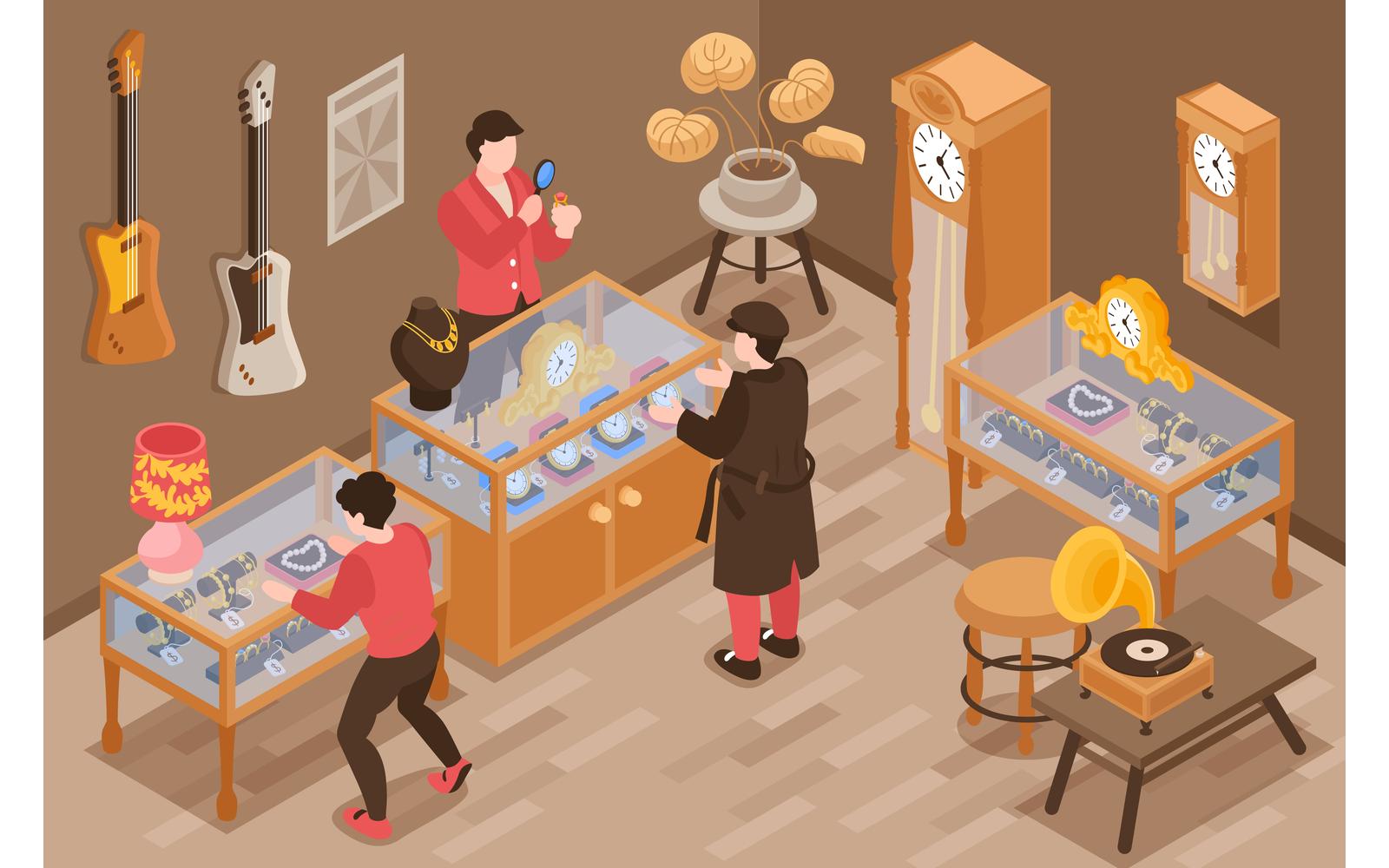 Isometric Pawn Shop Illustration 201112111 Vector Illustration Concept