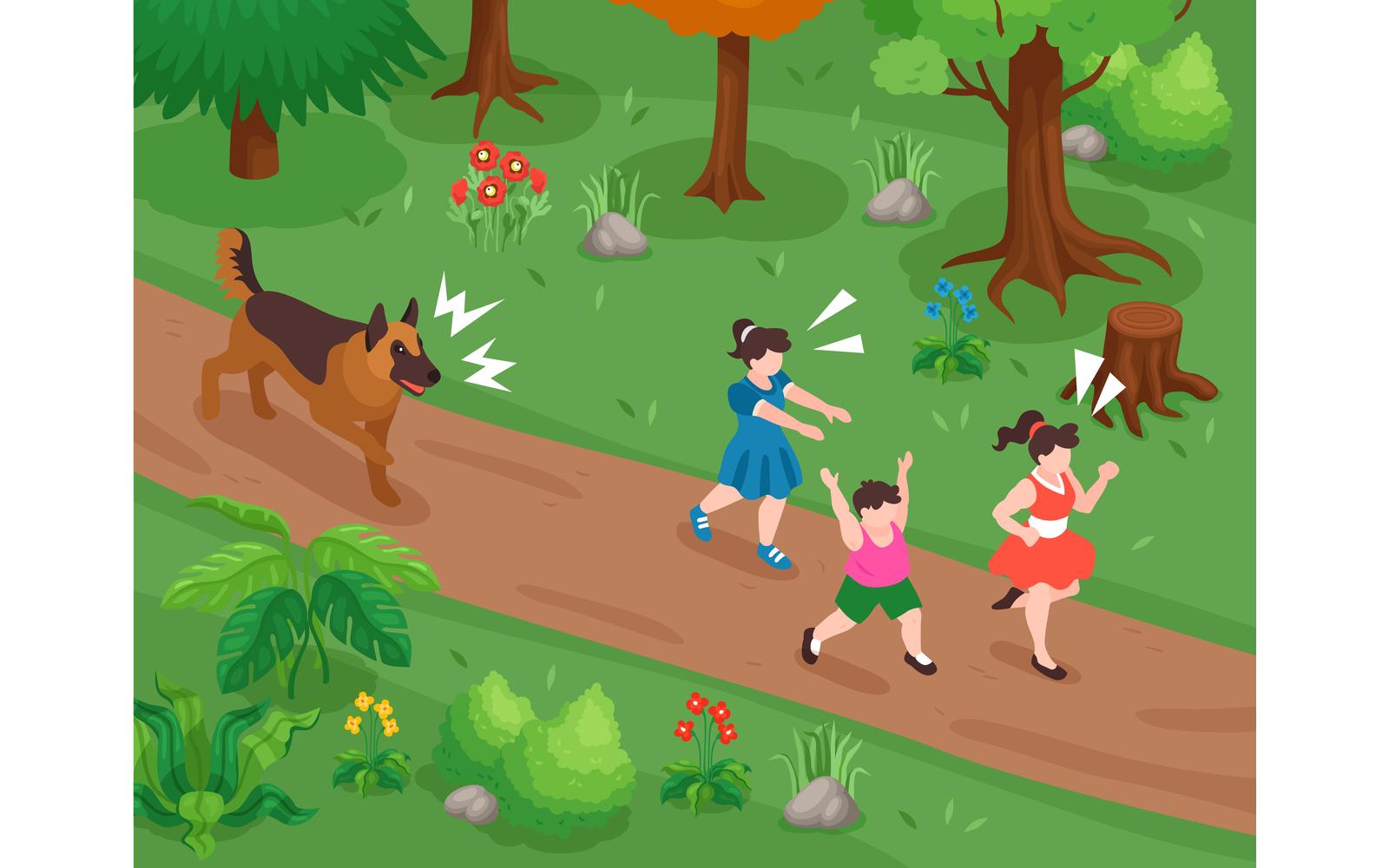 Isometric People Run Dog 210212105 Vector Illustration Concept