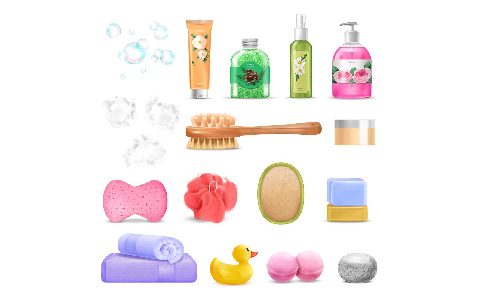 Realistic Bath Wash Set 210330501 Vector Illustration Concept