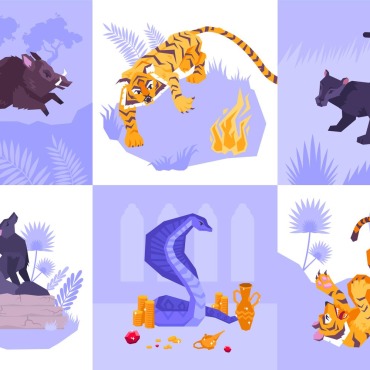 Animal Mowgli Illustrations Templates 211095