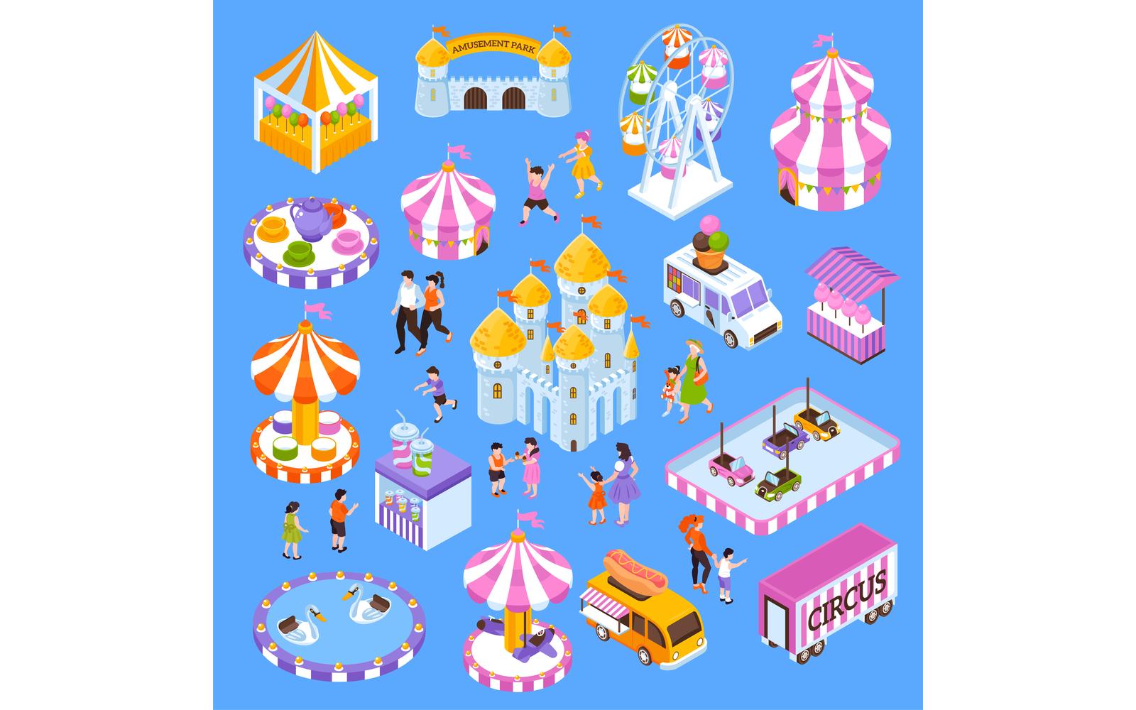 Isometric Amusement Park People Set 210112110 Vector Illustration Concept