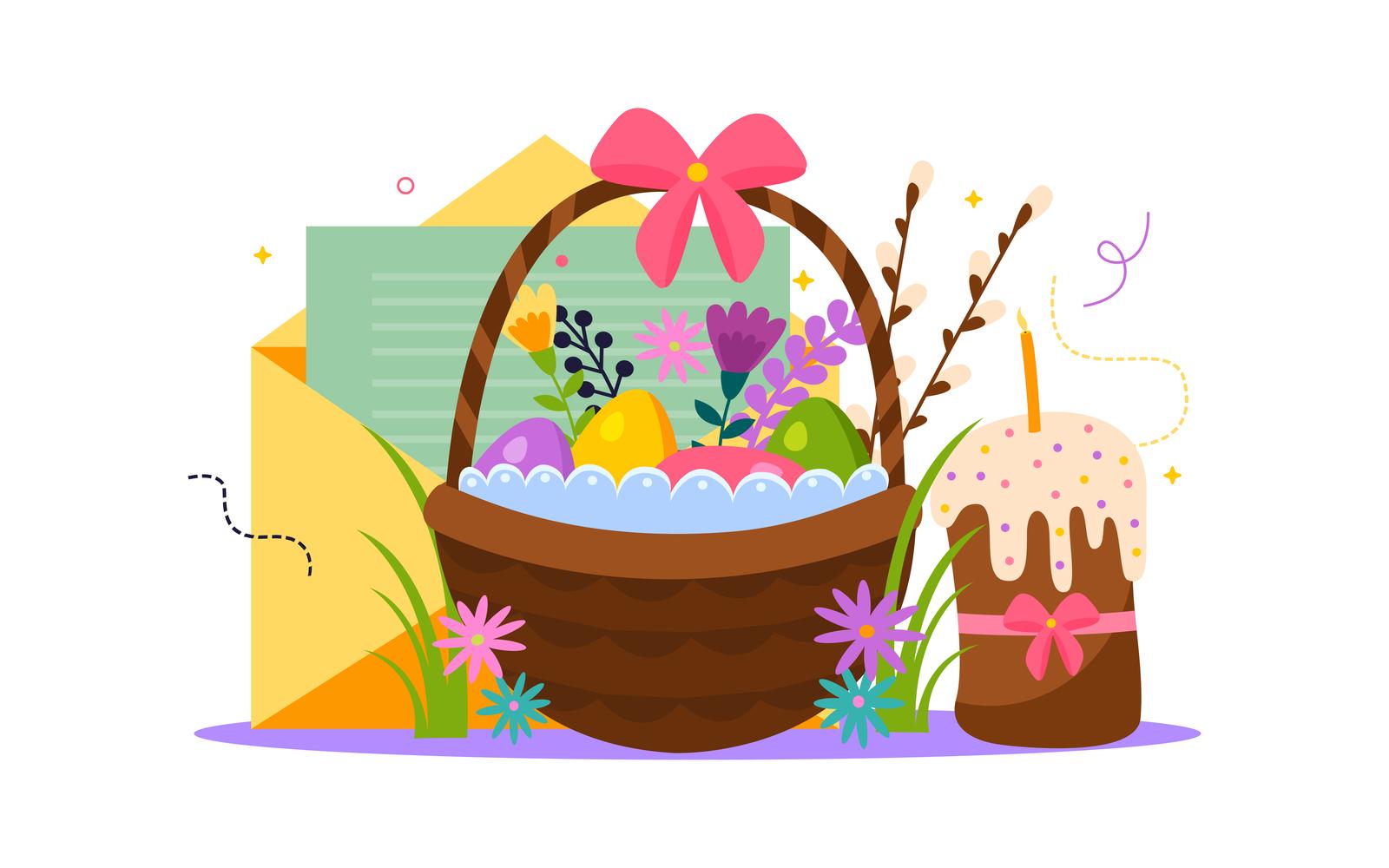 Easter Flat Composition 210140204 Vector Illustration Concept