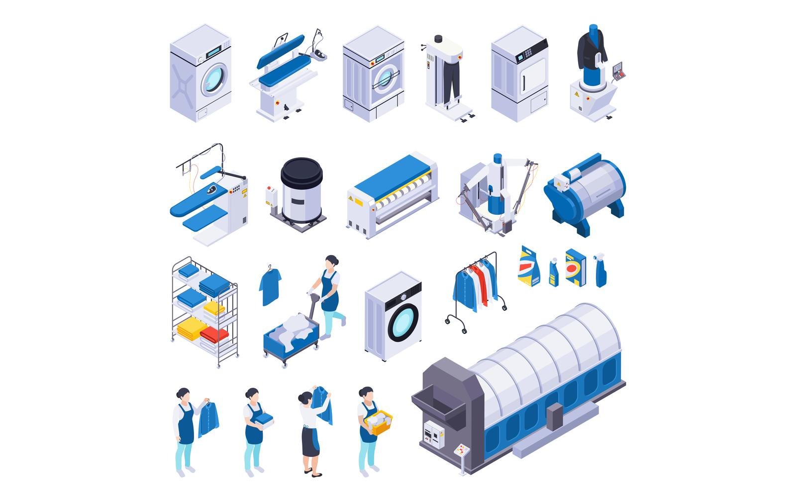 Laundry Washing Isometric Set 210103901 Vector Illustration Concept