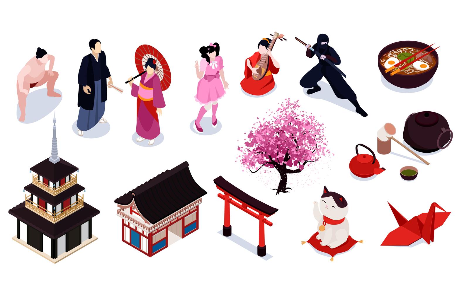 Isometric Japan Set 210103217 Vector Illustration Concept