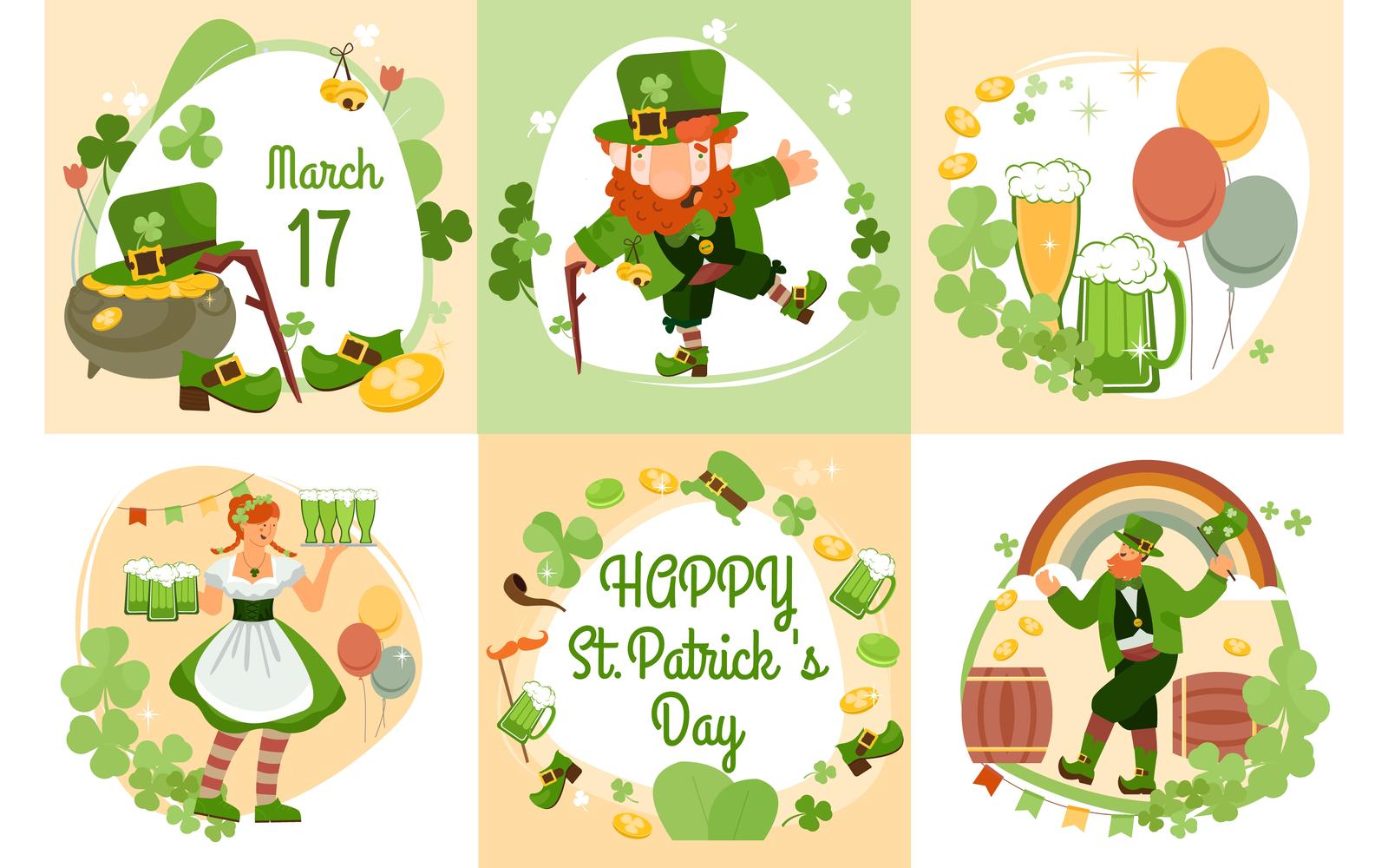 Patrick Day Composition Set Flat 210160208 Vector Illustration Concept