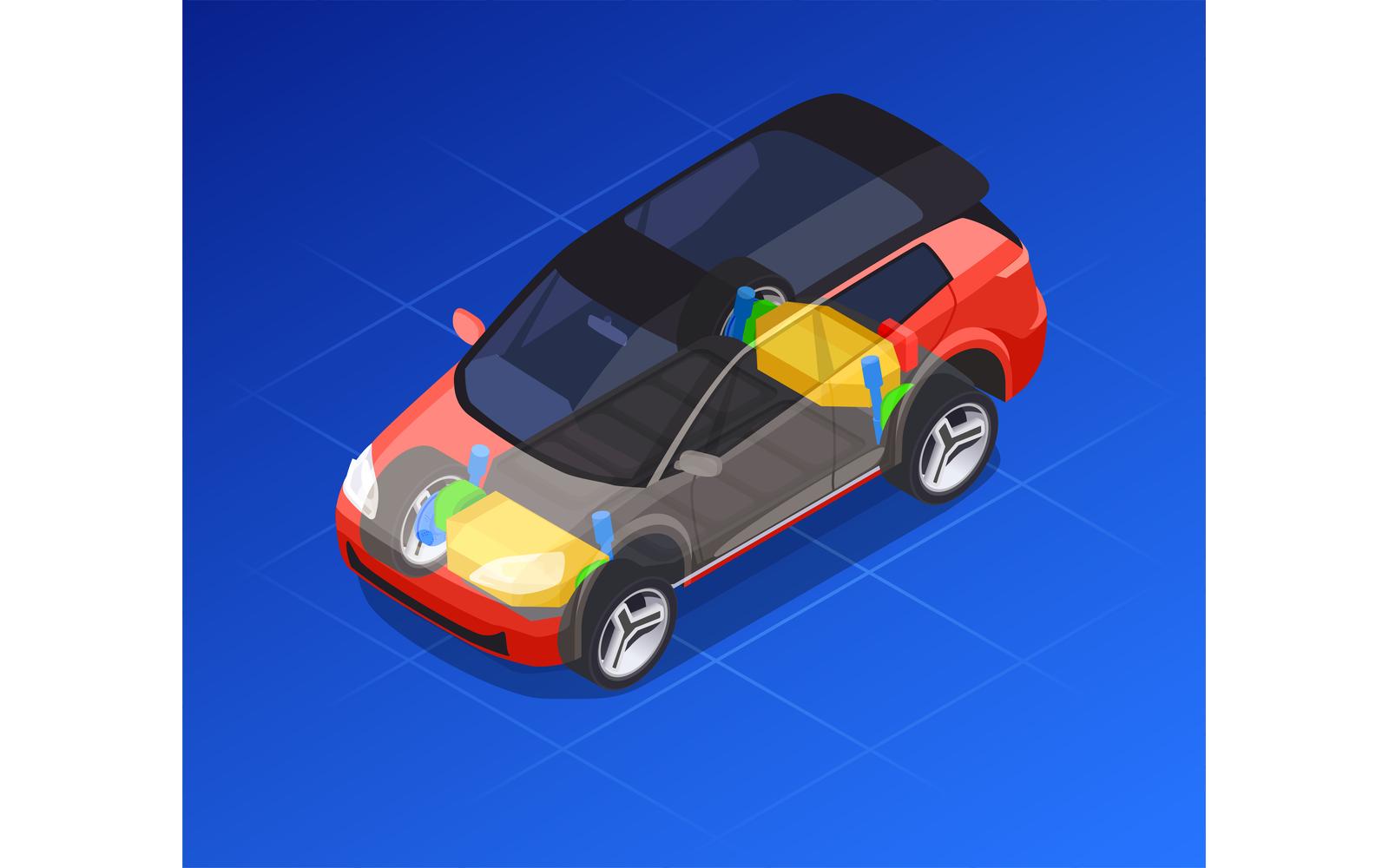 Car Designer Profession Isometric 210120125 Vector Illustration Concept