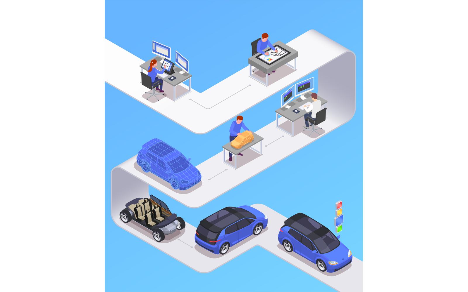 Car Designer Profession Isometric 210120123 Vector Illustration Concept