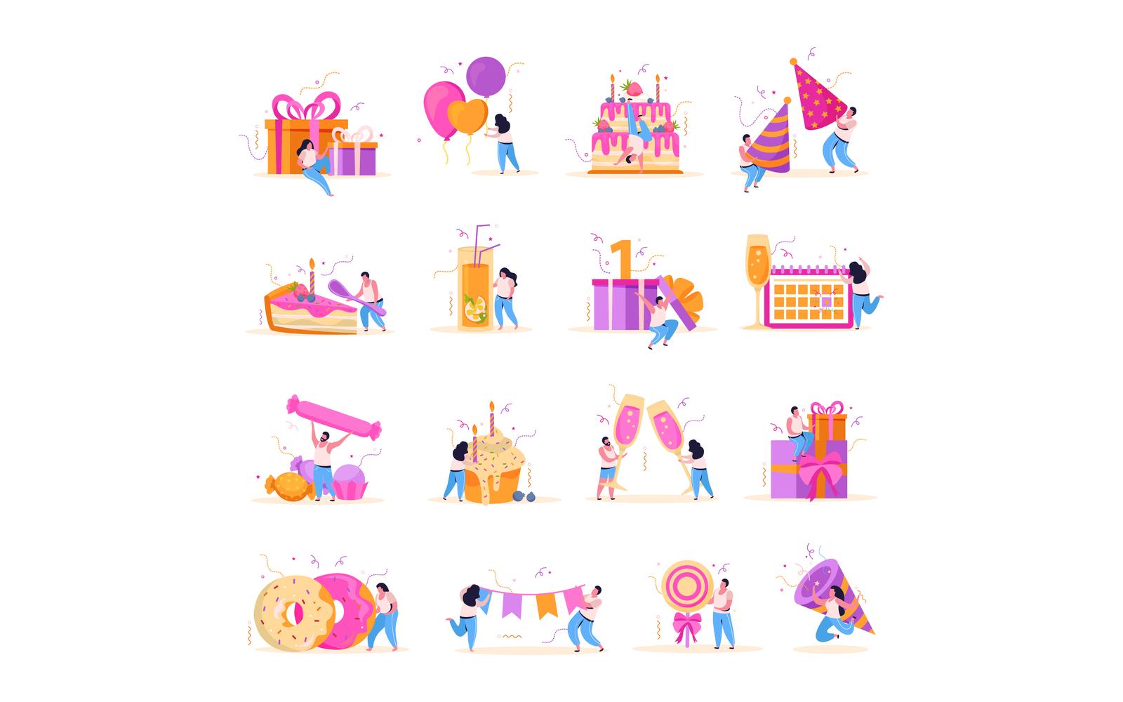 Birthday Flat Icons 210240225 Vector Illustration Concept