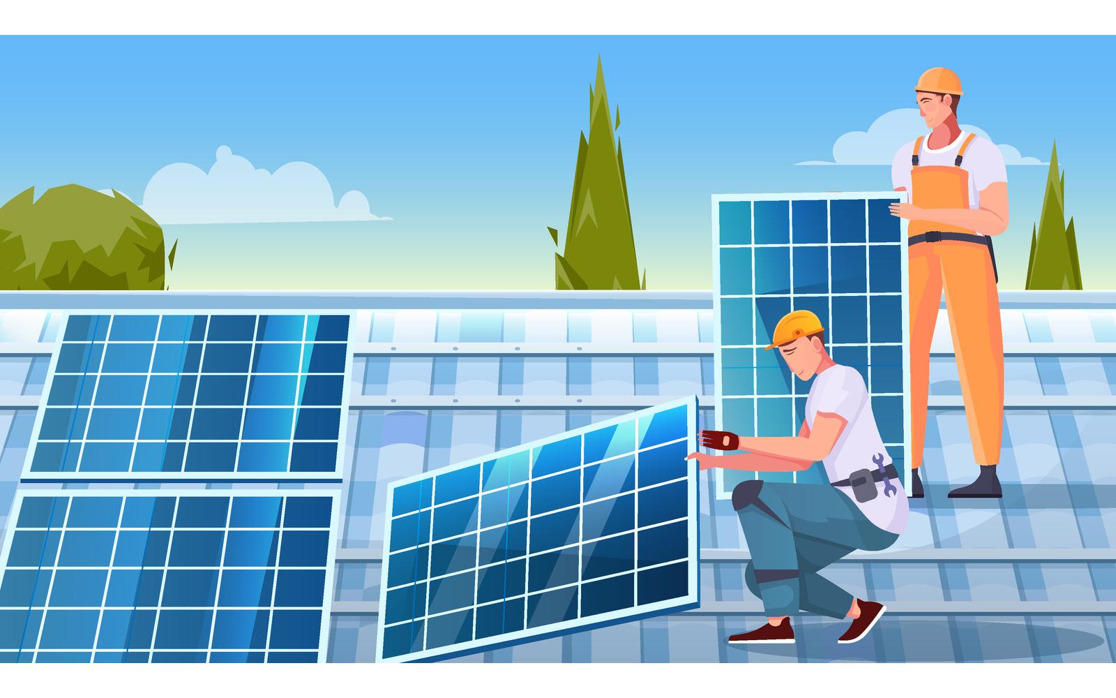 Solar Panels Installation Flat 210151138 Vector Illustration Concept