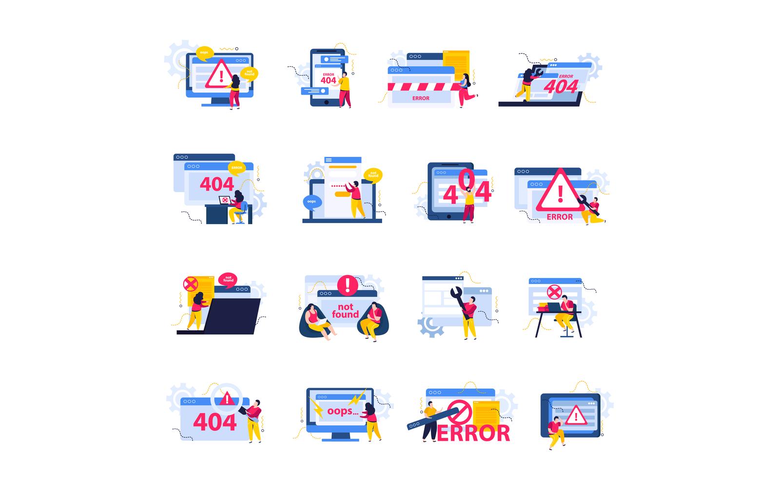 Computer Repair 404 Flat Icons 210140217 Vector Illustration Concept