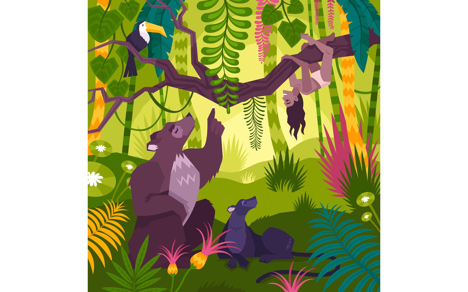 Mowgli Coloring Page Flat 210150701 Vector Illustration Concept