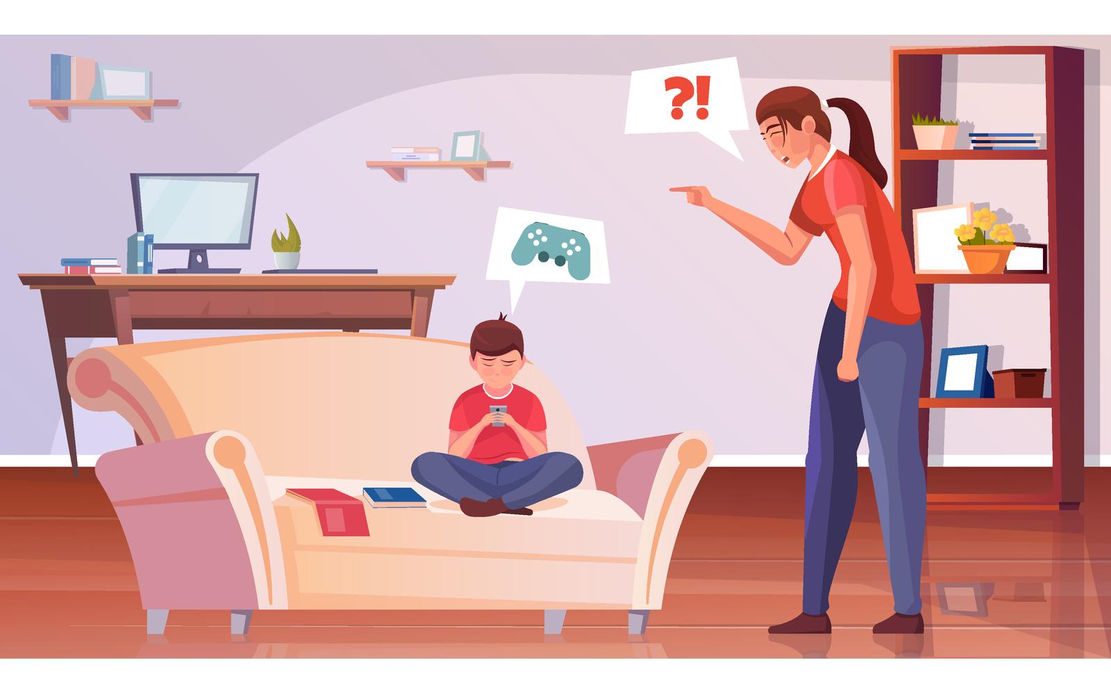 Mother Scolds Flat 210151114 Vector Illustration Concept