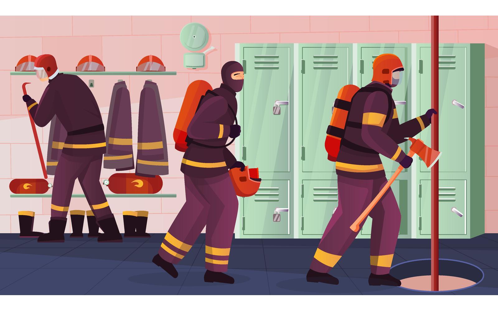 Firefighters Station Flat 210151104 Vector Illustration Concept