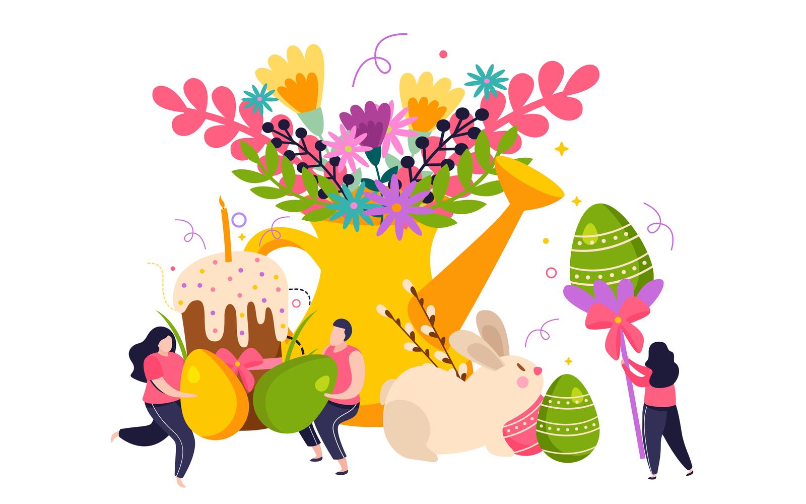 Easter Flat Composition 210140203 Vector Illustration Concept