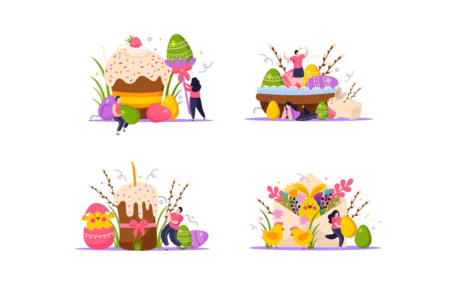 Easter Flat 4X1 210140202 Vector Illustration Concept