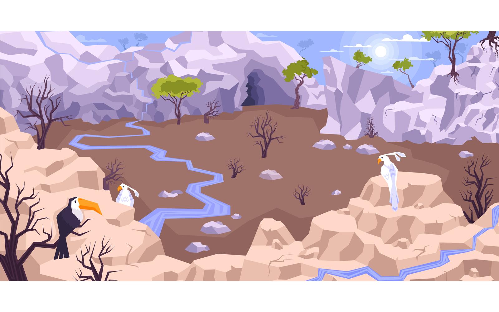 Landscape Mountains Flat 210150717 Vector Illustration Concept