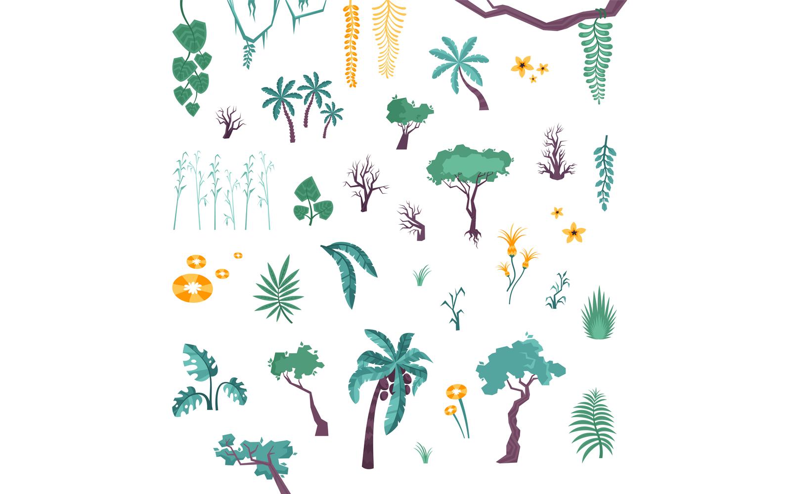 Plants Set Flat 210150712 Vector Illustration Concept