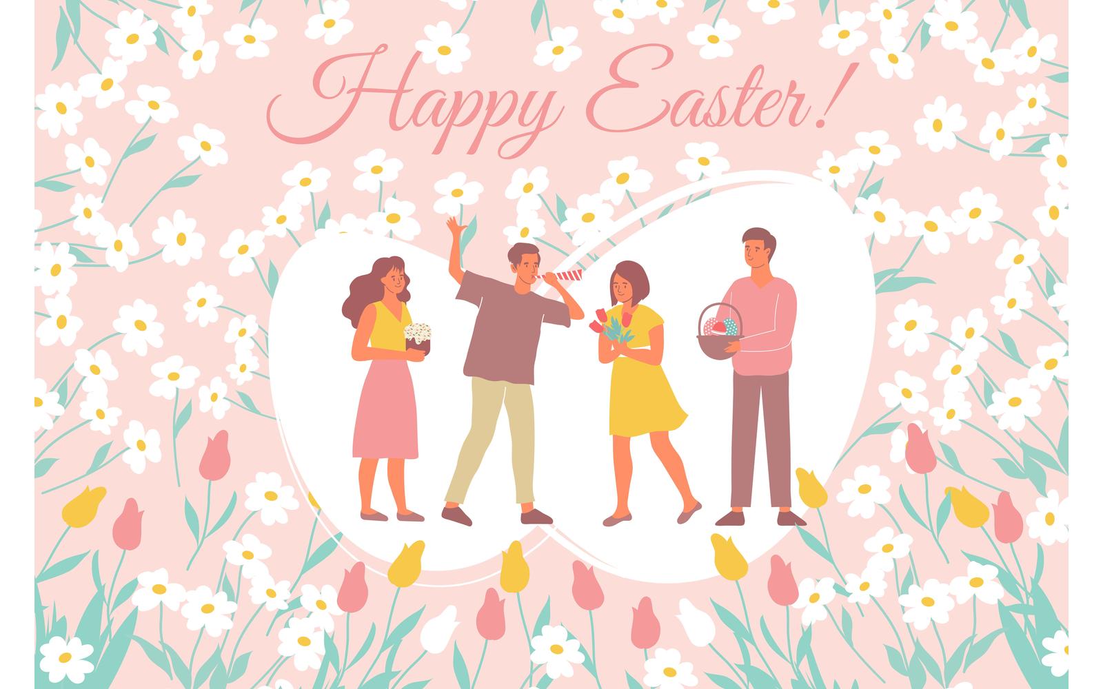 Easter Card Flat 210150611 Vector Illustration Concept